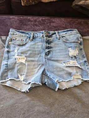 Judy Blue Light Blue Distressed Denim Shorts